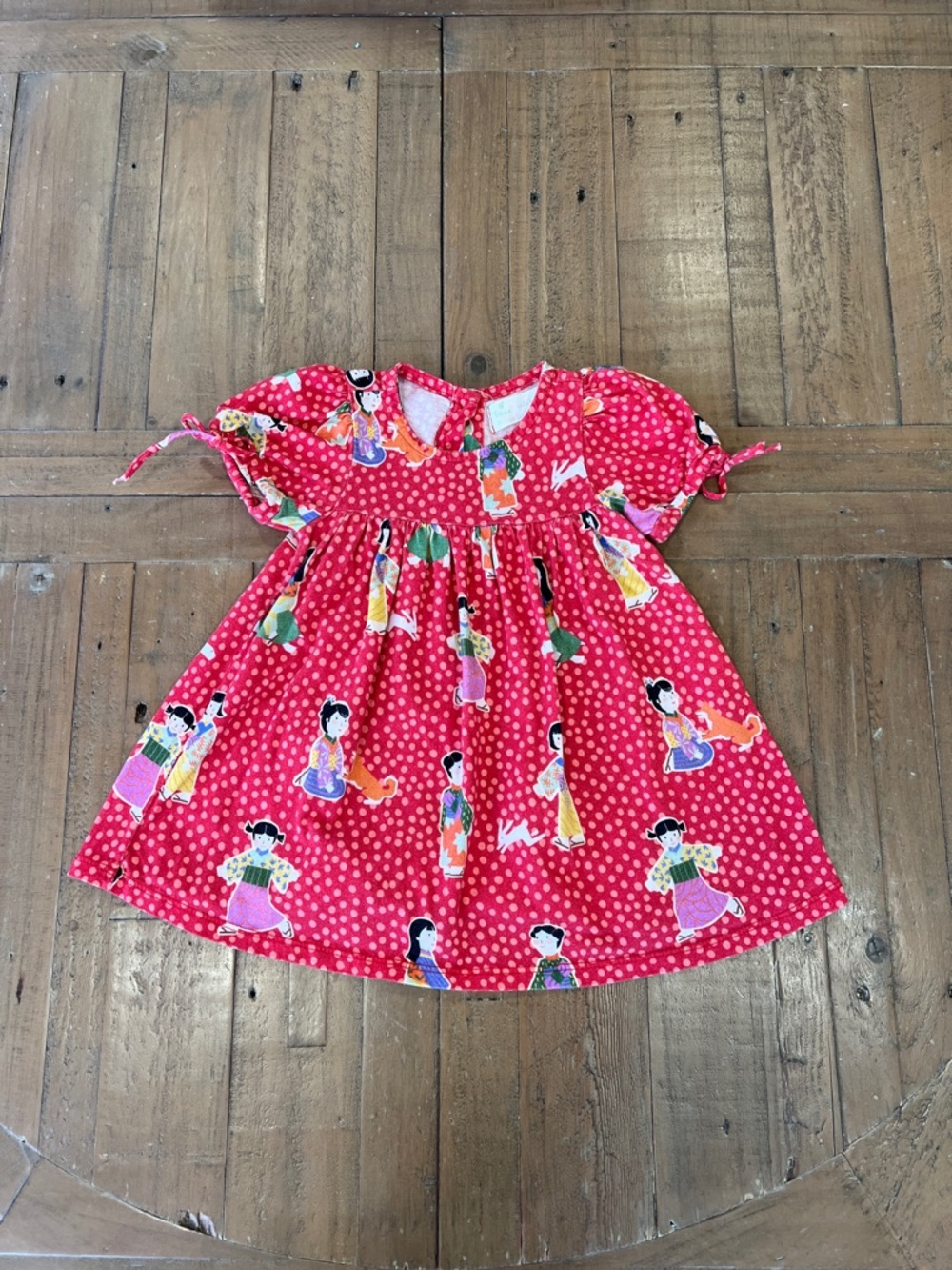 Farm rio Fabula red dotted girl print dress infant 6 months bohemian